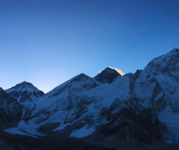 Early sunrise view over Everest from Kala Patthar in Nepal