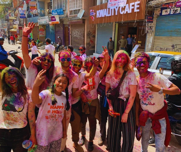 Celebrating Holi with groups in Nepal
