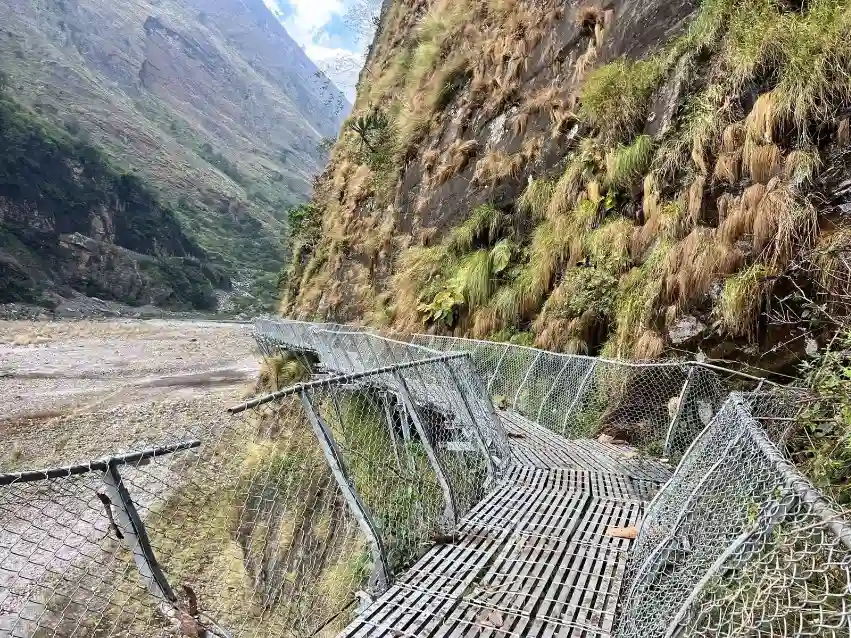 Suspension Bridge During Manaslu Circuit Trek